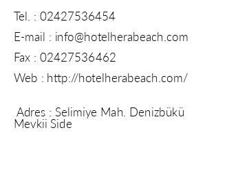 Hera Beach Hotel iletiim bilgileri